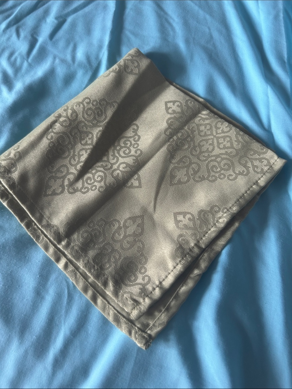 Source Unknown Olive Green Jacquard Damask Napkin or Pocket Square set of 6